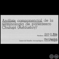 ANÁLISIS COMPONENCIAL DE LA TERMINOLOGÍA DE PARENTESCO CHULUPÍ (ASHLUSLAY)